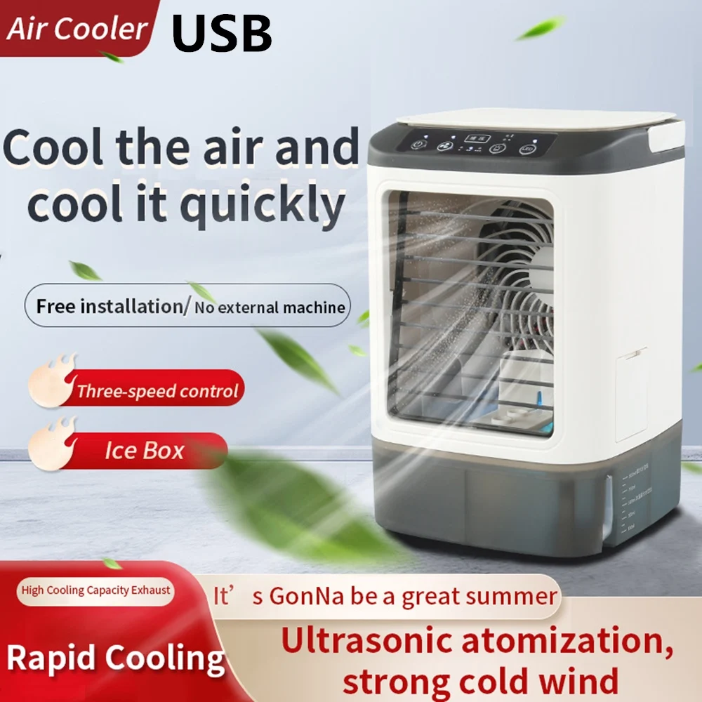 Przenośny klimatyzator 3-biegowy Wentylator USB do pokoju Domu Kempingu Biurka Nawilżacz Mini Wentylator Chłodzący Lampka Nocna LED Chłodnica Powietrza 에어컨