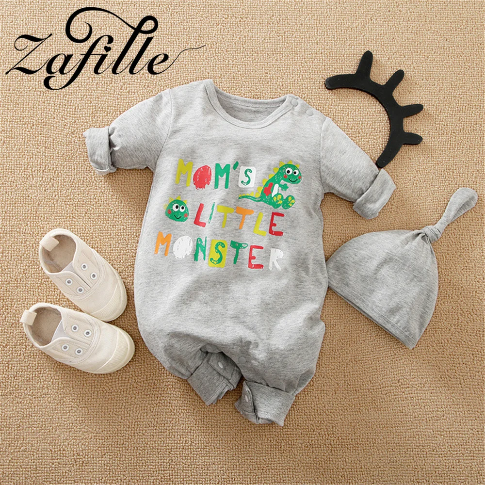 

ZAFILLE 2022 New Born Boys Sleepwear Casual Baby's Rompers Letter Dinosaur Printed Kids Toddler Costume Cute Jumpsuit For Girls