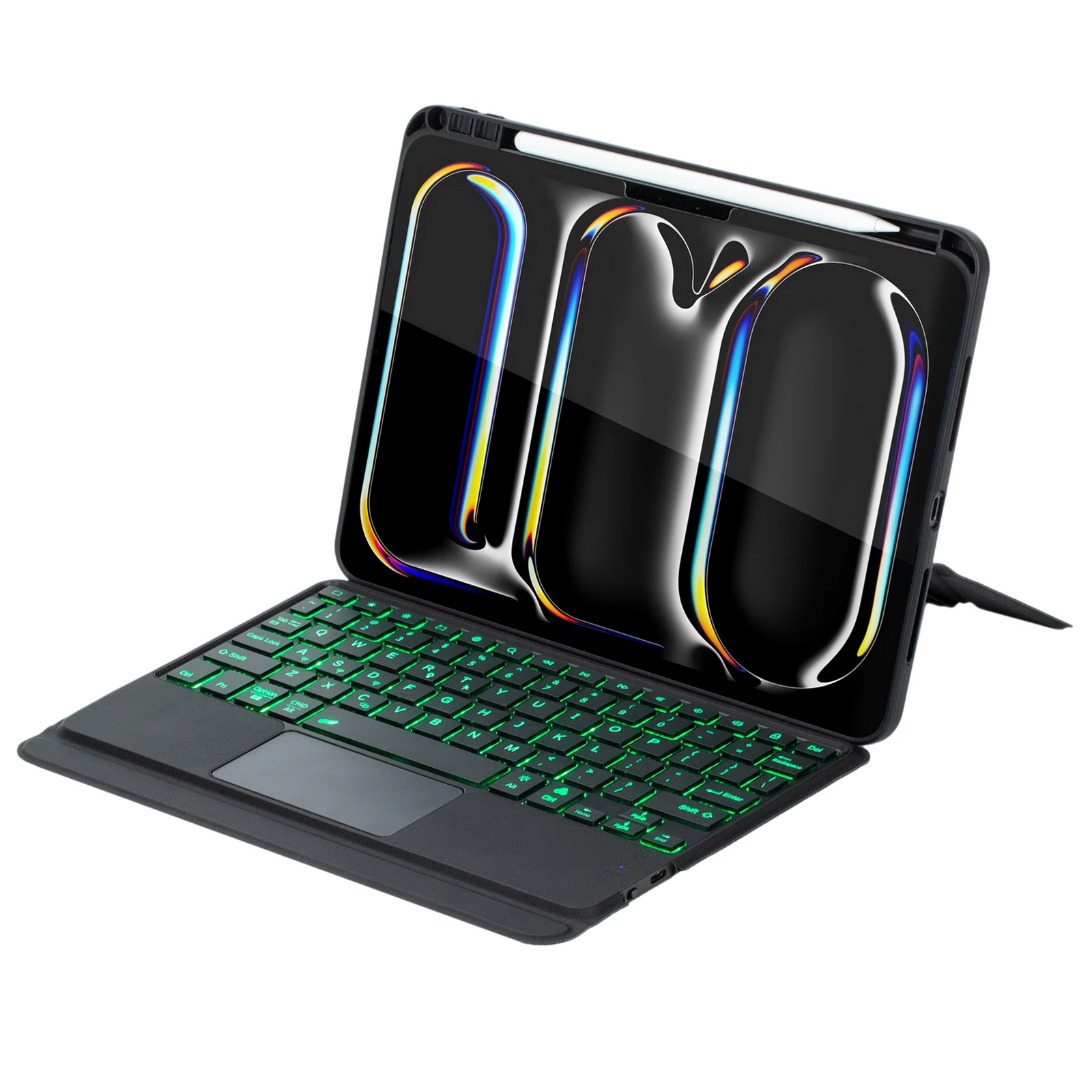 HY-13B لجهاز iPad Pro 11 (2024) حافظة جلدية قابلة للفصل مع لوحة مفاتيح متوافقة مع تقنية Bluetooth مع حامل عائم - أسود