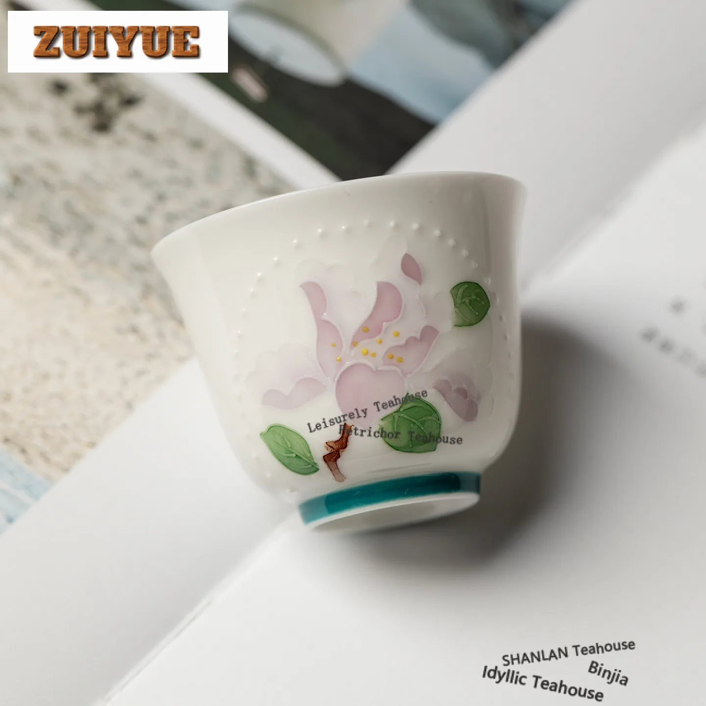 

2pc/lot Hand-painted Iris Bead Curtain Teacup Elegant Tea Bowl Tea Pair Tea-tasting Personal Cup Chazhan Master Cups Craft 40ml