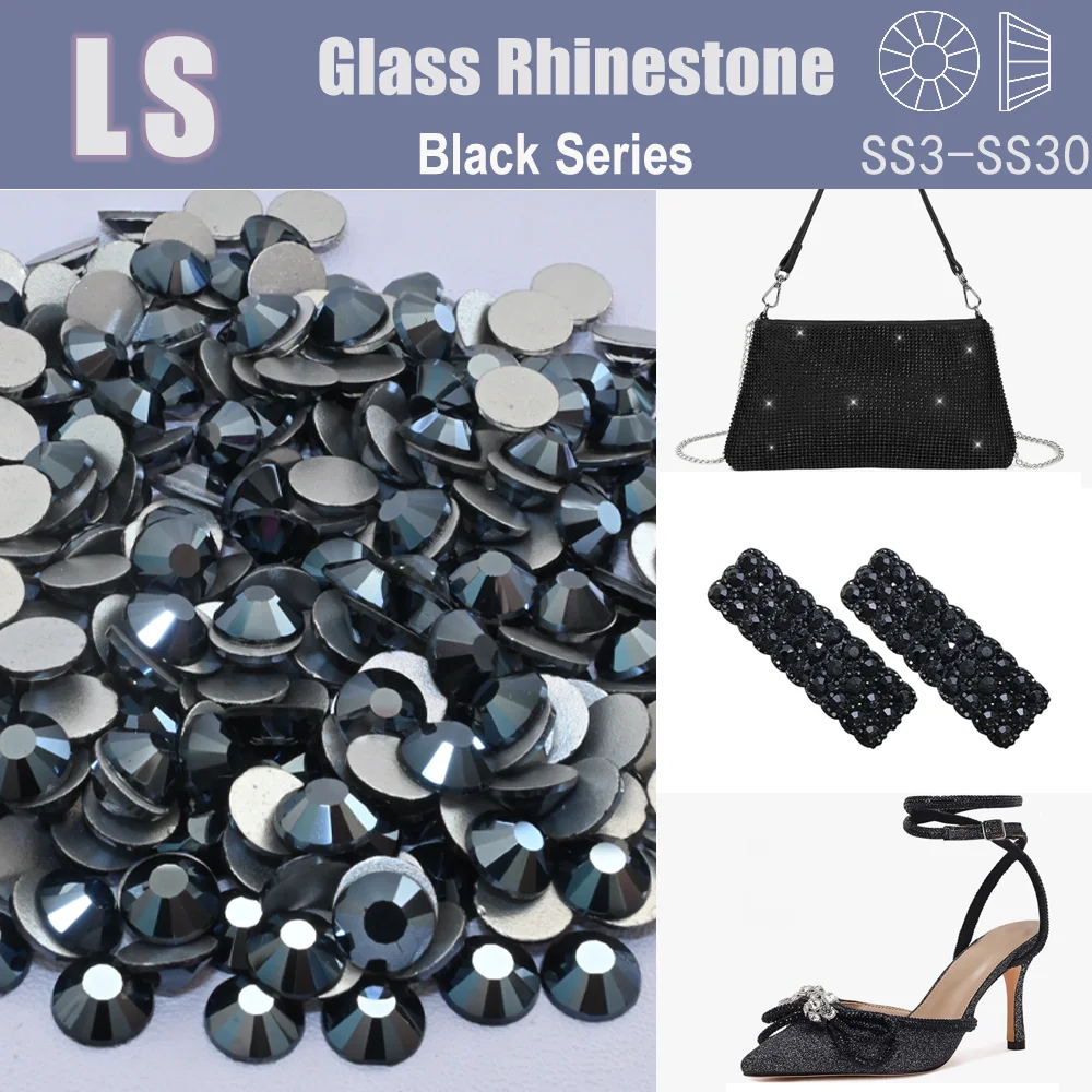 SS3-SS30 Jet Hematite Non HotFix Rhinestone Flatback Stone Glass Crystal Glitter Strass DIY Nail Decorations Стразы 네일파