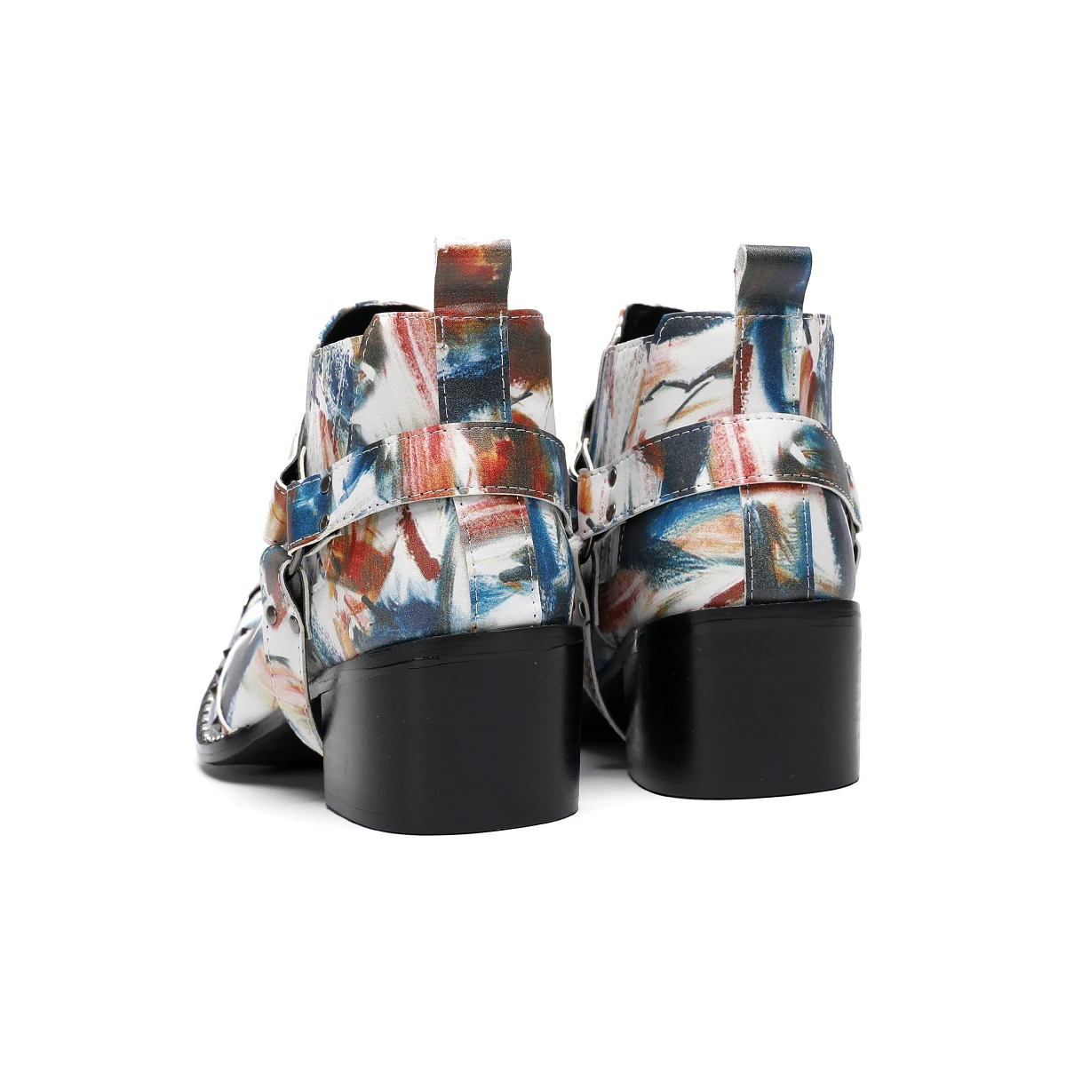 Handmade Luxury Leather Ankle Boots Print Belt Buckle Botas Para Hombre Botines Men's Shoes Boots Business Cowboy Boots Oxfords