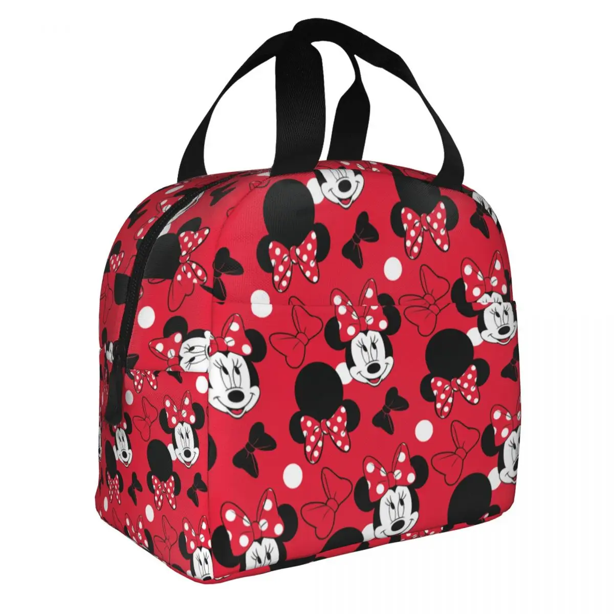 Red Mickey Minnie Bowtie borsa termica per il pranzo contenitore per pasti portatile borsa termica Tote Lunch Box lavoro viaggio Bento Pouch