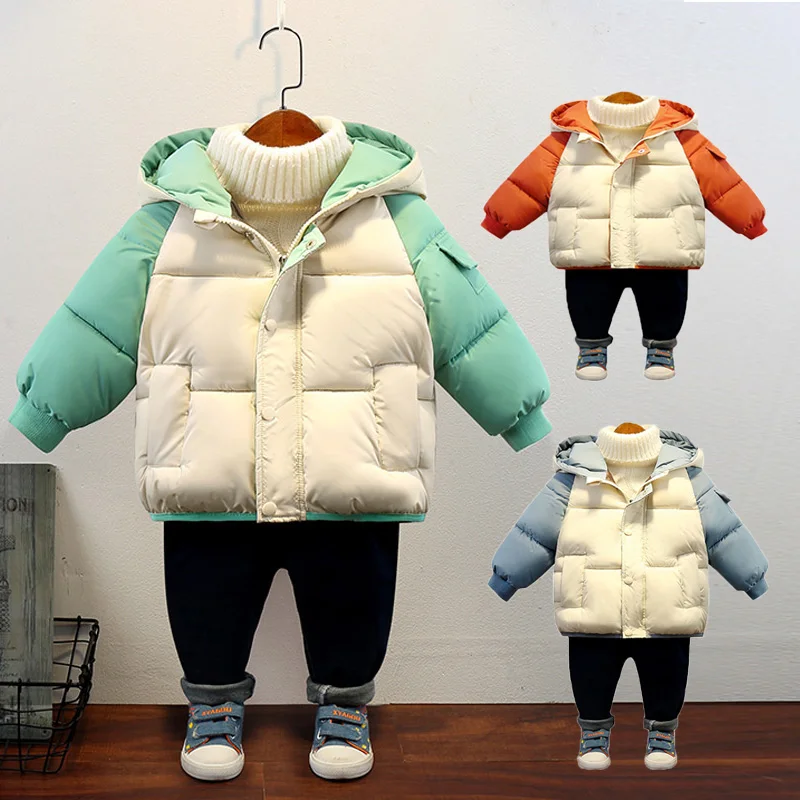 New Children Down Coats Boys Girls Autumn Winter Warm Jackets Kids Casual Fashion Outerwear 2024 Baby Thicken Hooded Clothing