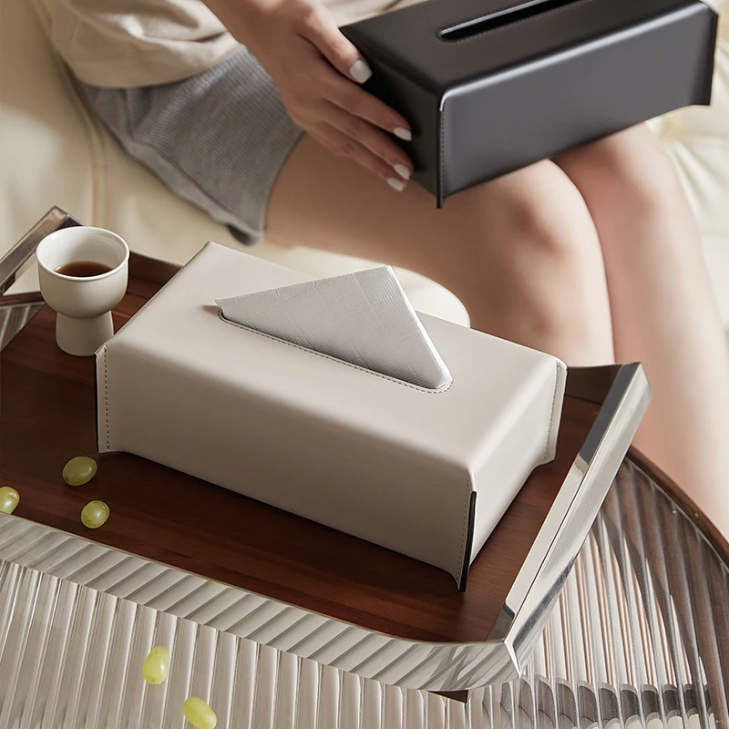 Leather suction box Suction Paper Box Leather Sun Visor Tissue Box Seat Back Tissue Box Living room Tissue Box Decoration