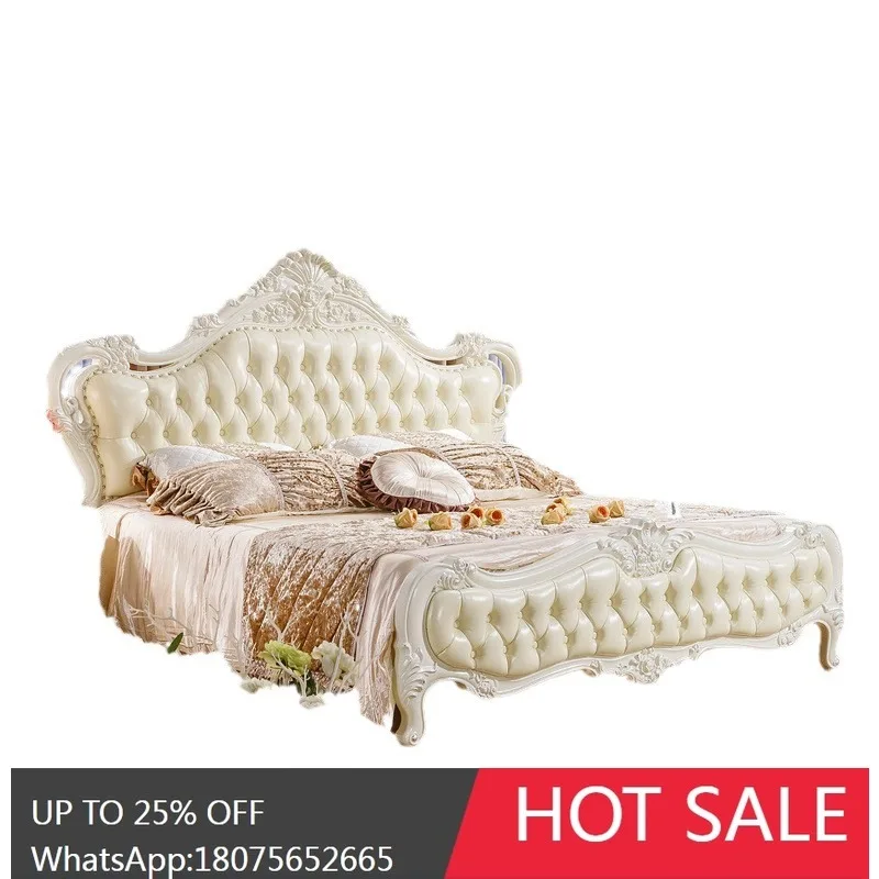SGF Bed Modern Minimalist Solid Wood Double Bed Extra Wide European Style Simple European