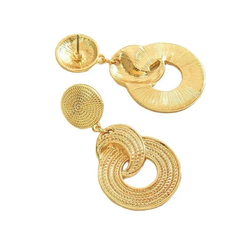 Obega Gold Color Earrings Fancy Drop Simple New Design Large Punk Jewelry Trendy Fashion Accessories Giifts Party For Women