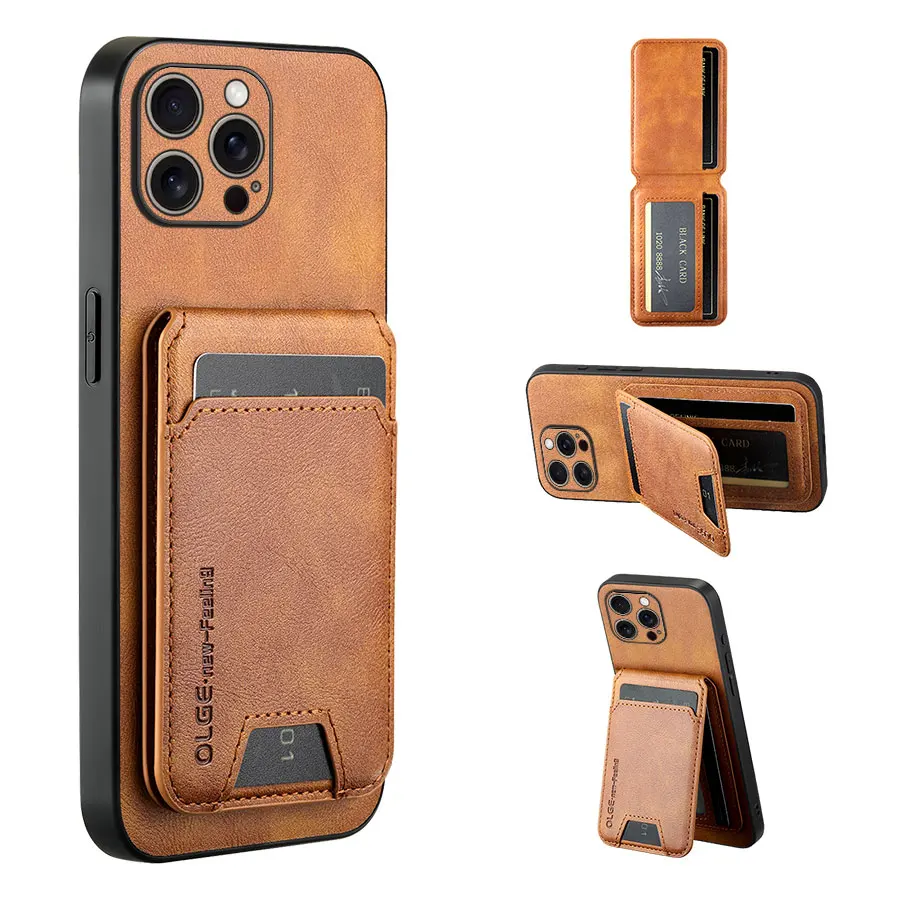 

Luxury 2 In 1 Detachable Magnetic Card Bag Leather Case For iPhone 16 16E 15 14 Plus 13 12 11 Pro Max Magsafe Card Wallet Funda