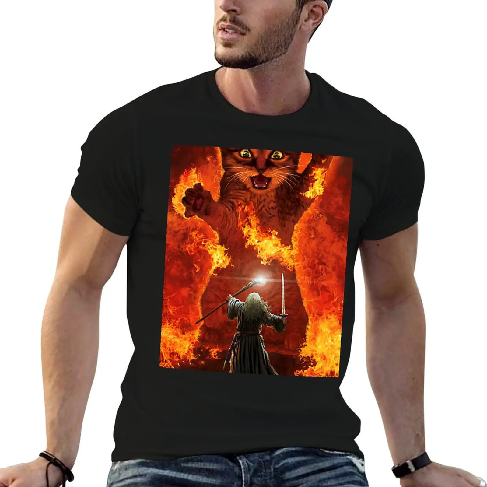 

Balrog cat shirt TShir T-Shirt man t shirt graphic t shirts for man pack cotton man graphic t shirt T-Shirt