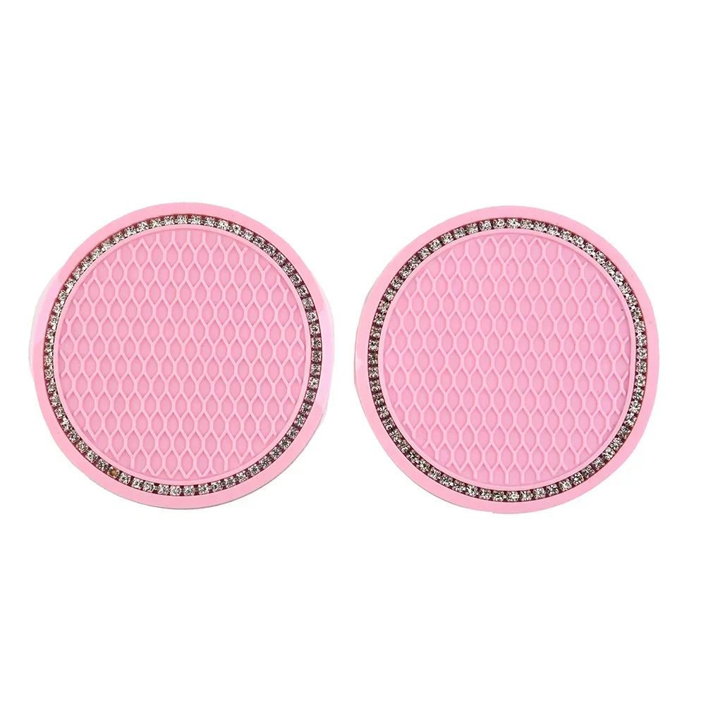 

High Quality Practical Quality Cup Holder Mat Car Part Wear-resistance Coasters Accessories Anti-slip Car Pink