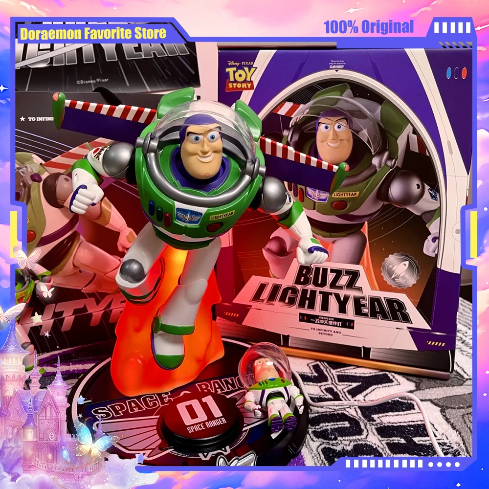 

Toy Story Buzz Lightyear Night Light Ornament Anime Figures Wireless Charger Speaker Collection Model Desktop Toy Birthday Gift
