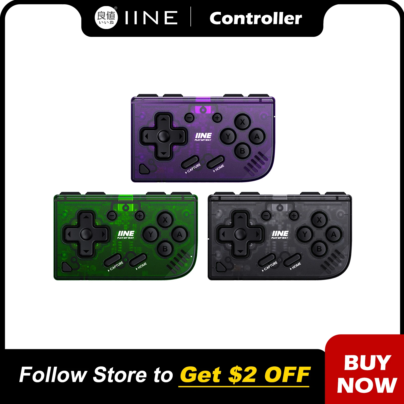 IINE Mini Retro Ananke Controller/Turbofunctie & Verwisselbare joystick en D-pad & Multi-platform controller & ZL en ZR B