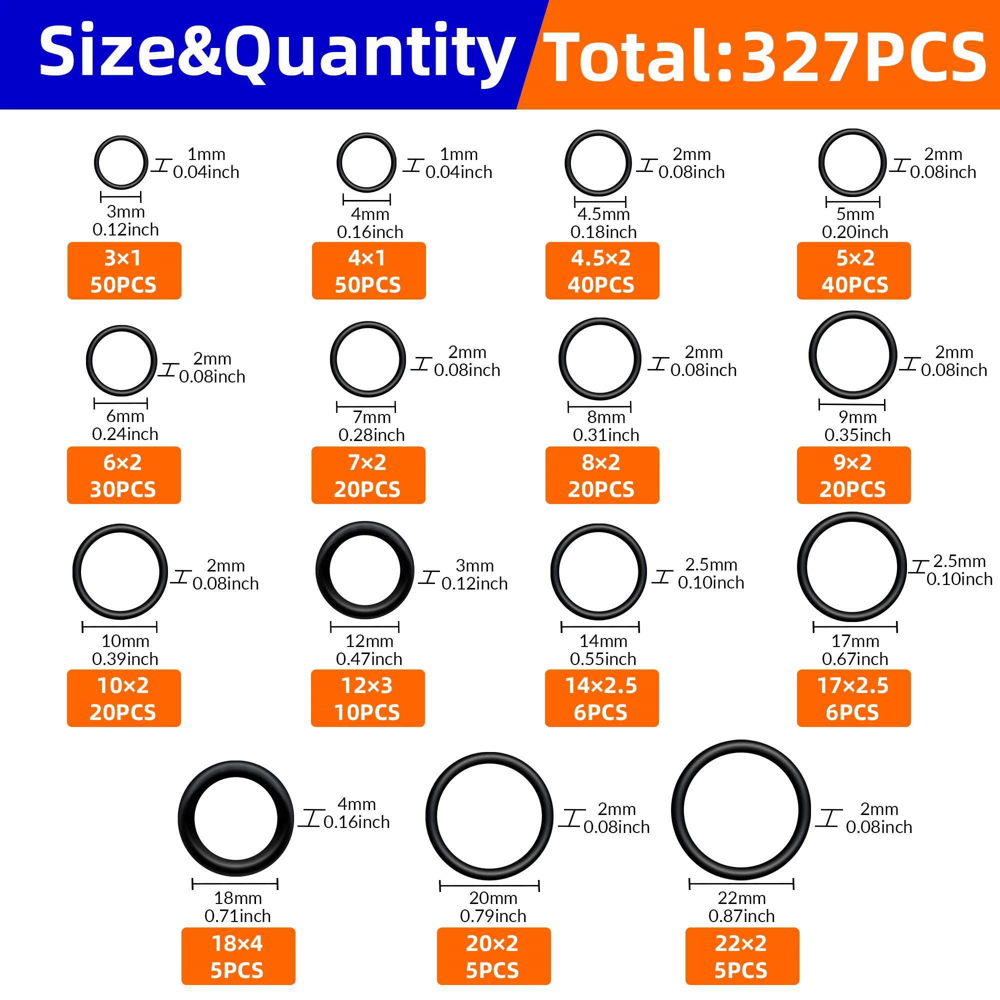 

NxeSync 15 Size Nitrile Rubber O - Ring Kit, 327Pcs Sealing Gaskets Smooth & Durable, for Professionals, Hobbyists & Maintenance