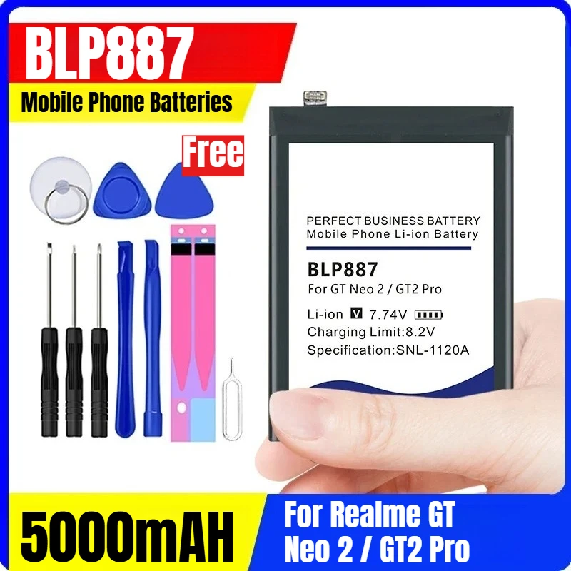 بطاريات الهاتف المحمول BLP887 بقدرة 5000 مللي أمبير في الساعة لهاتف Realme GT Neo 2 / GT2 Pro + أدوات مجانية #1