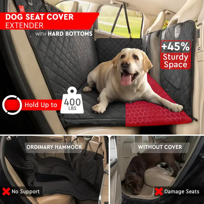 Large Size Dog Car Seat Cover Durable Zipper Hammock Pet Pads Mat Manufacturer Made Oxford Solid Safety Belt for Back Seat