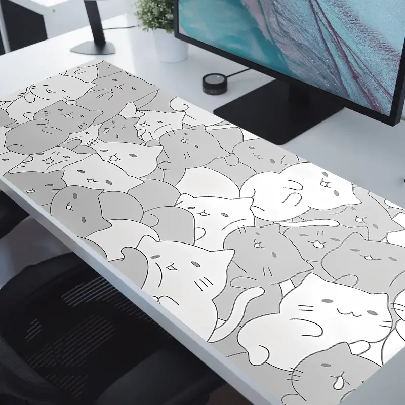 

Cute Grey Cat Mouse Pad Non Slip Desk Mat Portable Animal Mousepad Spring Ramadan Eid Gift for Office Home Accessories