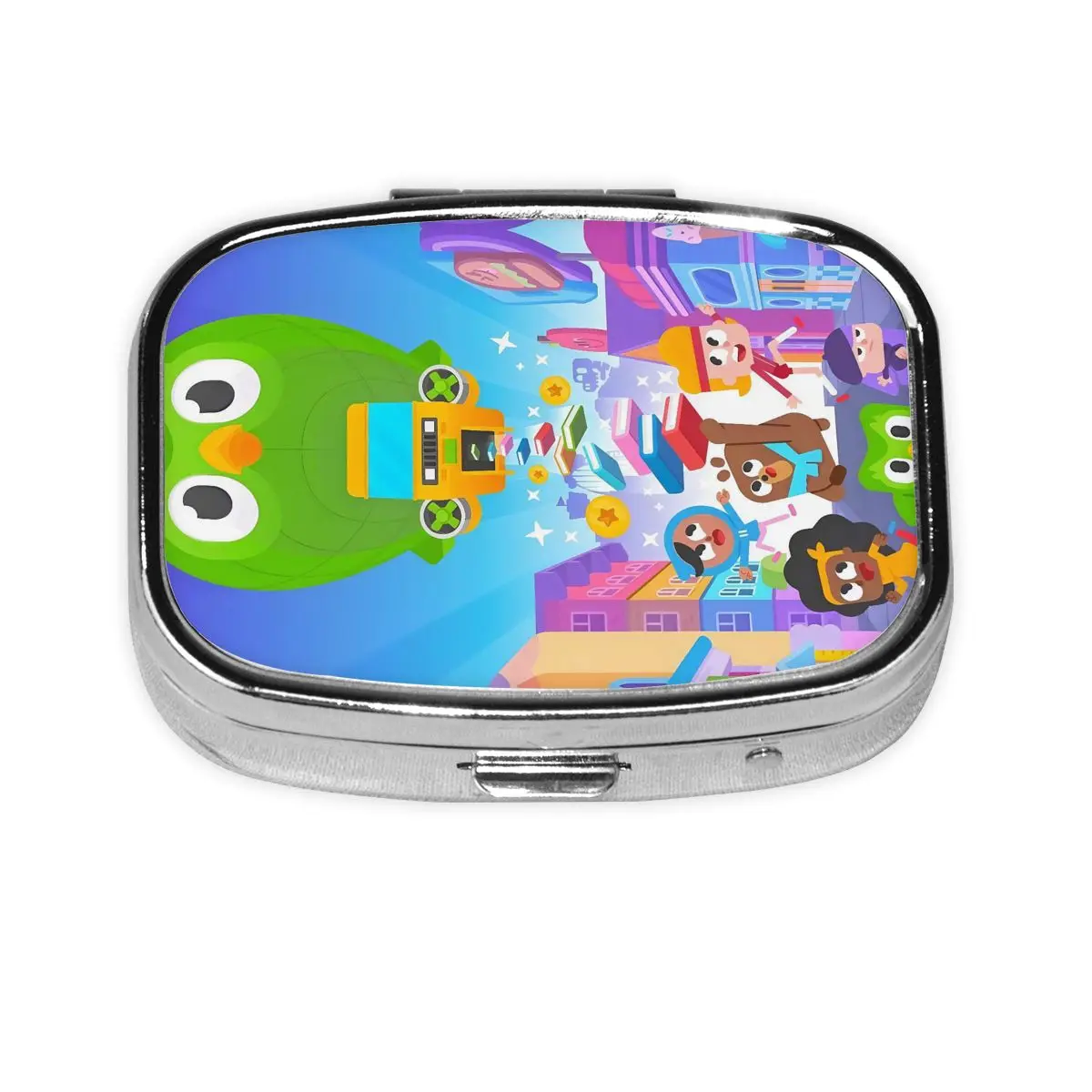 

D-Duolingos Pill Box 2-Compartment Pills Dispenser Lovely The Owl Cartoon Anime Portable Travel Medicine Storage Box Container