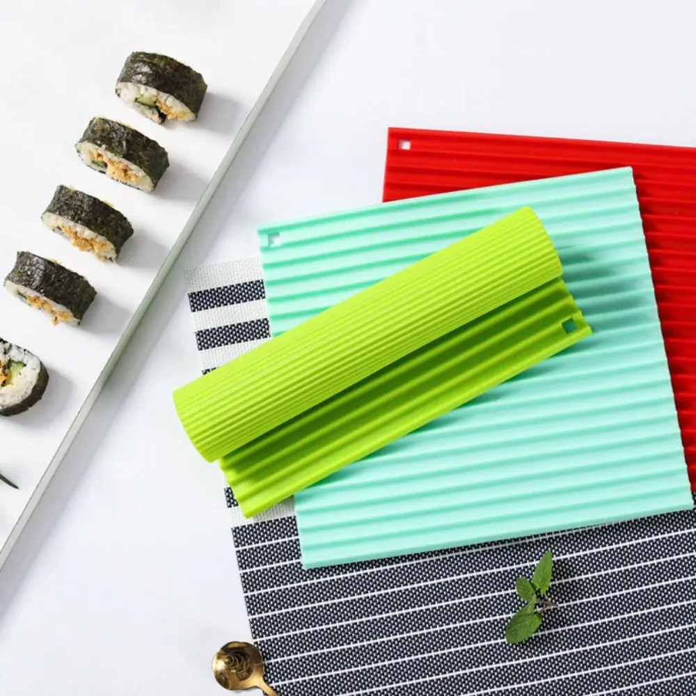 

Soft Food Grade Material Silicone Sushi Roller Mats Professional Reusable Cake Roll Pad Hangable Square Sushi Maker Roller Rice