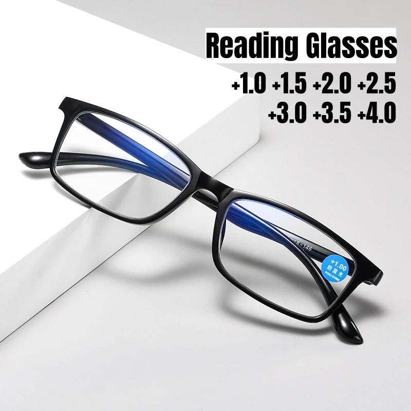 

Ultra Light TR90 Presbyopia Glasses for Women Men Full Frame Fashionable Reading Glasses HD Lens Anti Blue Light Glasses