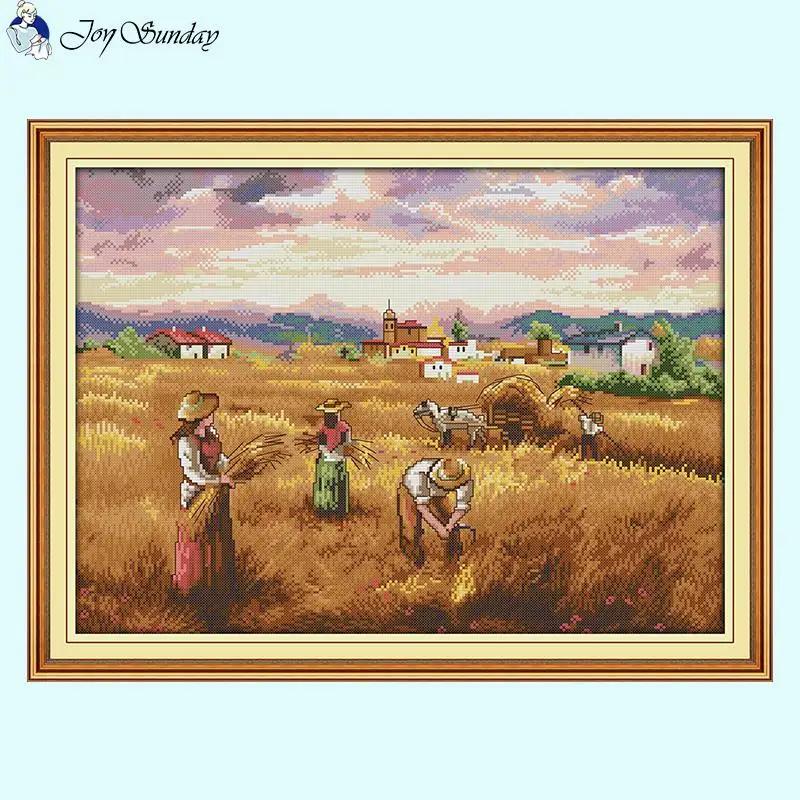 Autumn Harvest Joy Sunday Counted Cross Stitch Kits 14CT White Cloth 16CT 11CT Printed Fabric DMC Thread Sewing Embroidery Set