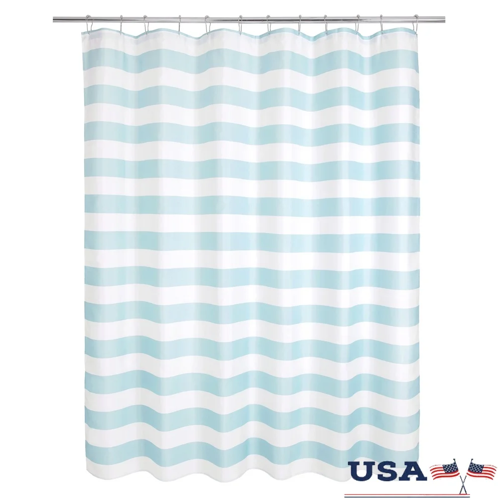 

Набор занавесок для душа Aqua Stripe из 13 предметов с крючками, 72x72, полиэфирная ткань, легко скользящие роликовые шарики, конфиденциальность в ванную комнату