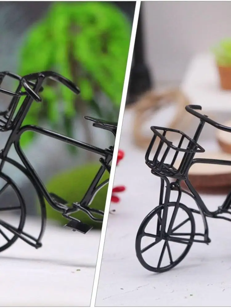 AliExpress NONE Decoration Model Small Bicycle Model Iron Art Black Bike Miniatures Old-fashioned Simulation Garden