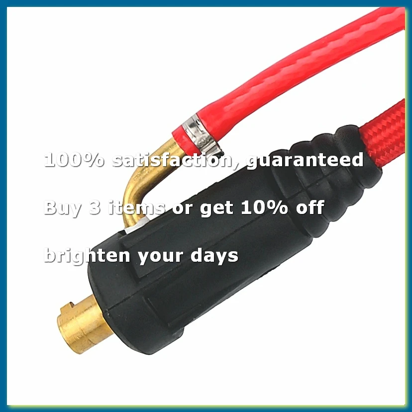 ●WP17F TIG Welding Torch Quick Connector Gas-Electric Integrated Red Hose Cable Wires 4M 35-50 Euro Connector 13.12Ft