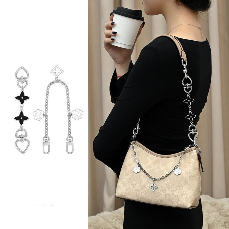 سلسلة هولين القمر الأسود للغار 19 حقيبة هوبو صغيرة سلسلة ممتدة القمر أربع أوراق البرسيم حزام الكتف سلسلة ذهبية مزخرفة