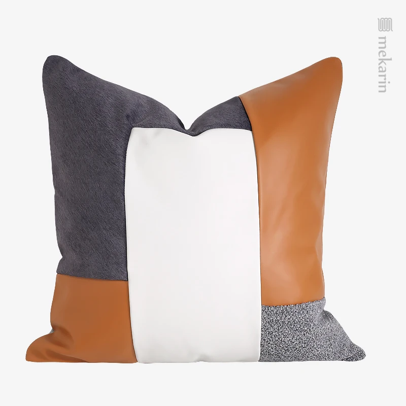 Orange-grey contrast stitching pillow living room sofa cushion Nordic hotel restaurant winery pillow bedroom bedside cushion