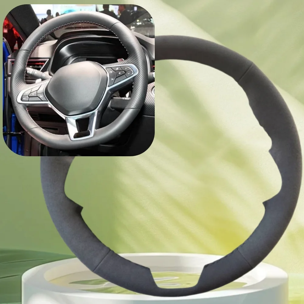 

Замшевый чехол на руль автомобиля с ручным шитьем для Renault Clio 5 (V) Zoe Captur 2019-2020, индивидуальный чехол на руль, салон автомобиля