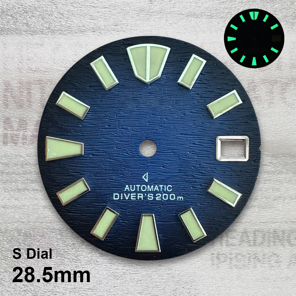 28.5mm S Logo Bat Dial Fit NH35/NH36 Movement Sunburst C3 Strong Green Luminous High Quality Dial Watch Modification Accessories