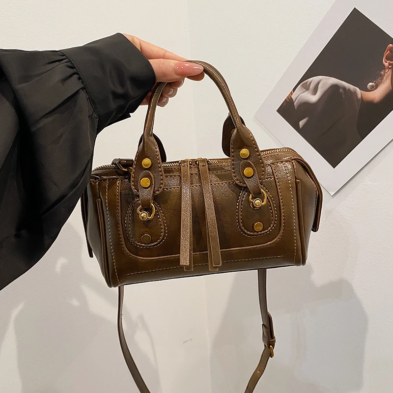 Zaawansowana torba damska w stylu retro z miękkiej skóry w stylu motocyklowym Dobrze wyglądająca, lekka, luksusowa, praktyczna, wszechstronna torba na ramię