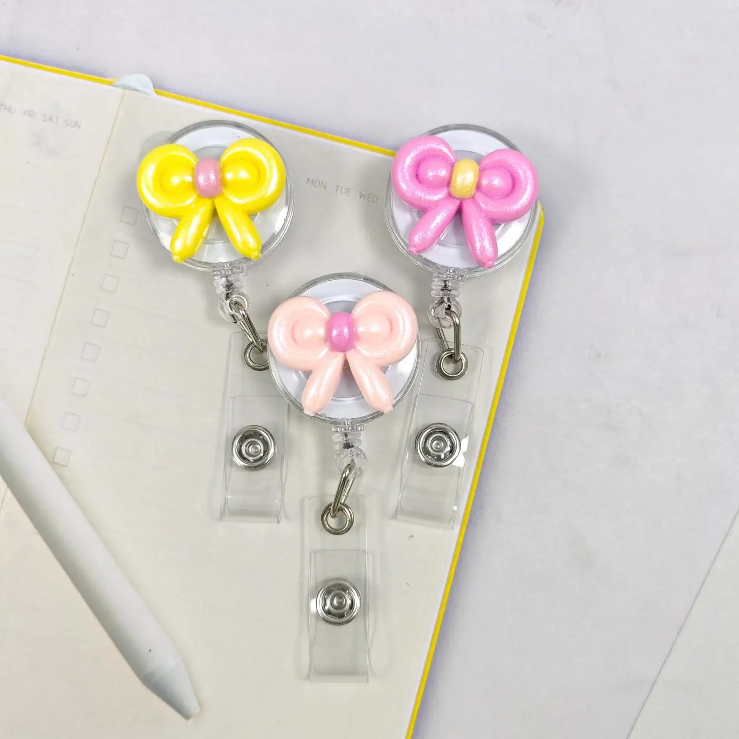 Cartoon Balloon Bow Retractable Badge Reel ID Card Holder Cute Lanyard Clip for Medical Staff Factory Outlet
