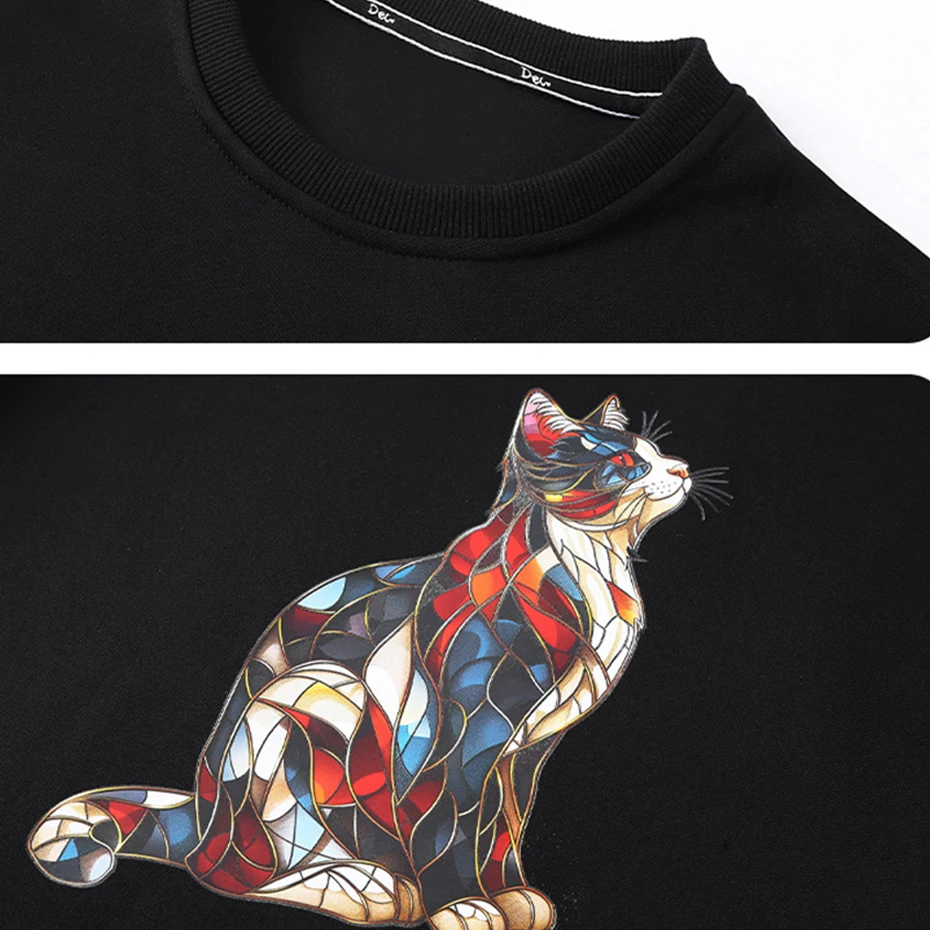 Hip Hop Cat Print Sweatshirts Men 10XL Plus Size Pullover Fashion Casual Sweatshirt Male Spring Autumn Sweatshirt Big Size 10XL