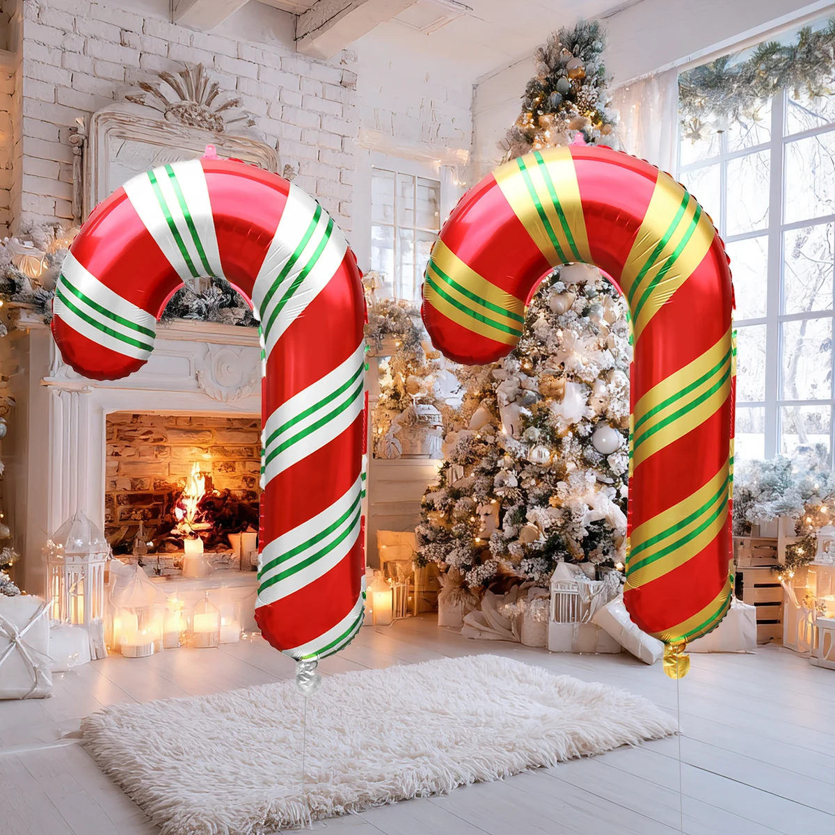 2Pcs 38 zoll Riesige Weihnachten Cane Folien Ballons Weihnachten Krücke Helium Ballon Weihnachten Dekorationen Für Home Shop Party liefert