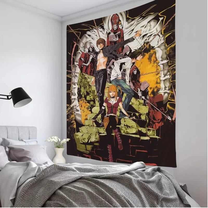 Anime Night God Moon L Wandteppich – Windkraft-Wettbewerb Hintergrund-Atmosphäre Raumdekor im Ins-Stil Animations-Wandbehang