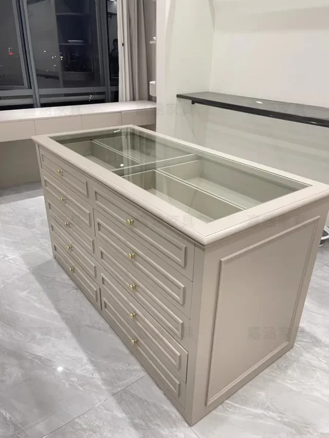 

Cloakroom Jewelry Cabinet Multi-Functional Solid Wood Island Table Cabinet Large Capacity Double-Sided Jewelry Showcase