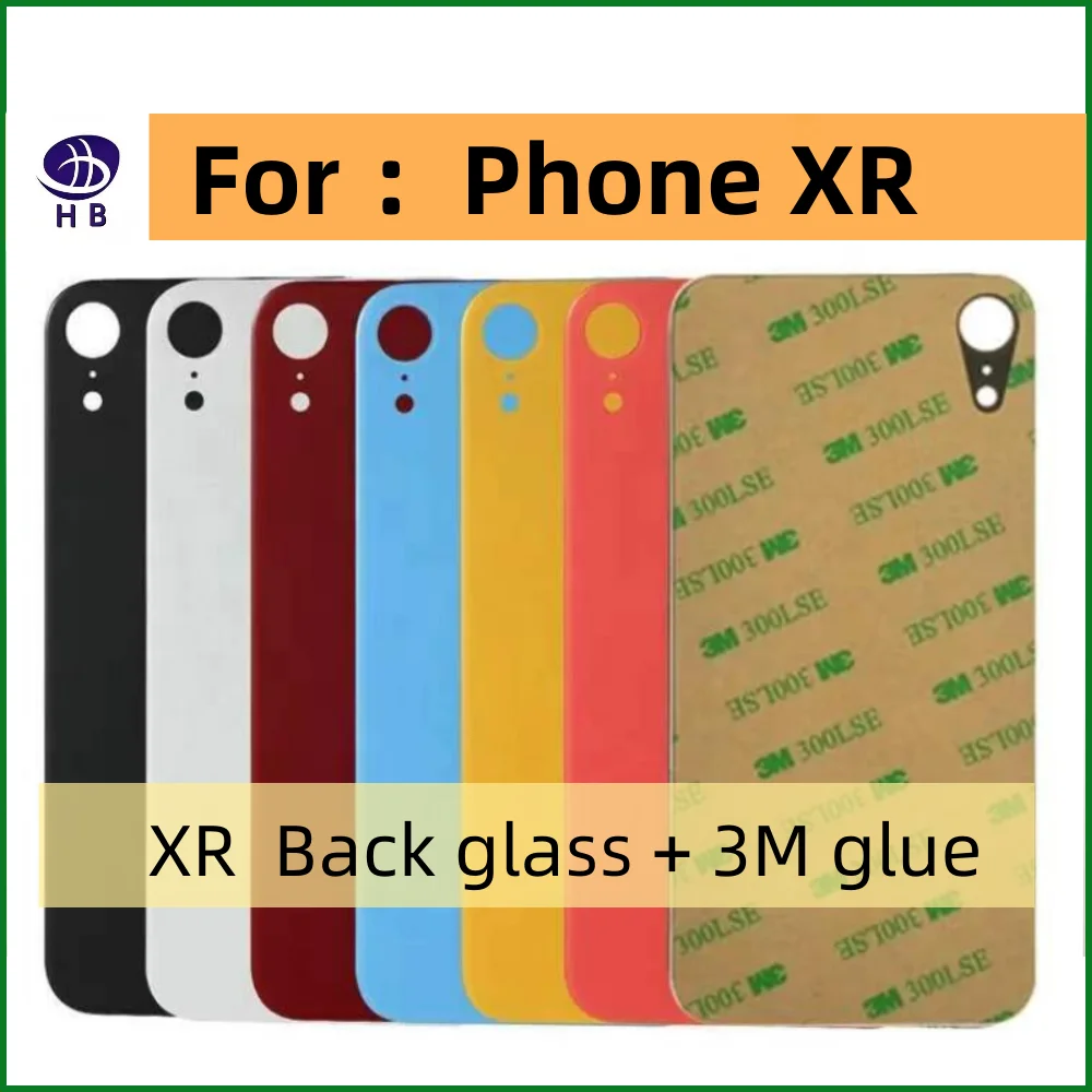 XR Back Glass For iPhone Xr Back Cover Glass Fast Replacement High Quality Housing Battery Cover Big Hole Rear Glass,+3M Tape