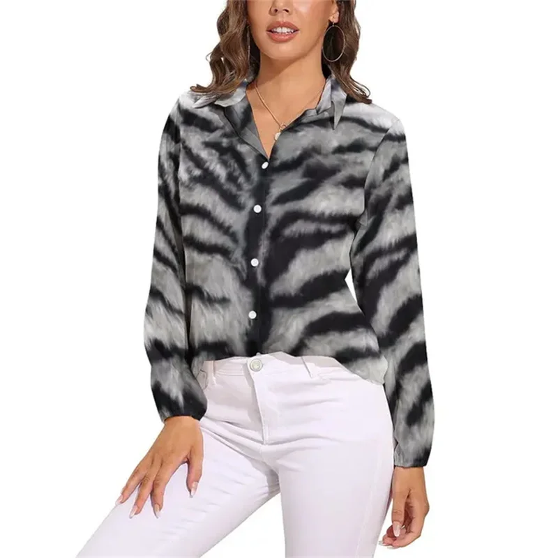 

Animal Chic Blouse Leopard Print Funny Graphic Blouses Womens Street Fashion Shirts Spring Long Sleeve Casual Oversized Clothing
