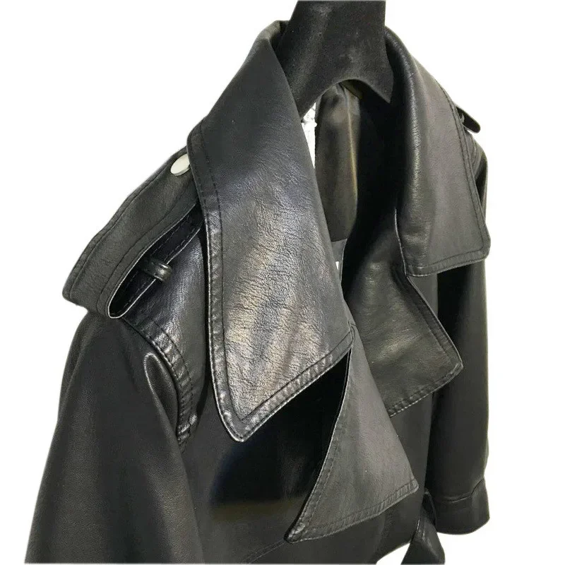 Blouson automne-hiver en similicuir PU femme, court et résistant, à la mode, pour moto