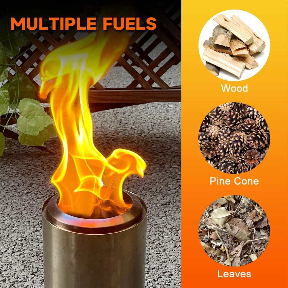 Camping Wood Stove Stainless Steel Outdoor Smokeless Fire Pit Small Backpacking Stove for Traveling Hiking Picnic