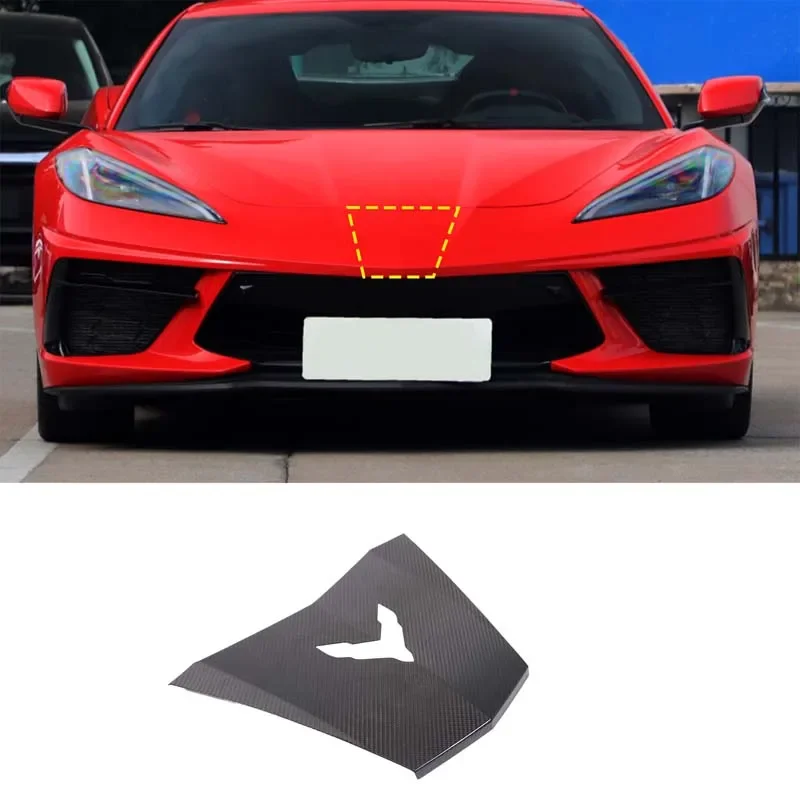 

For Chevrolet Corvette C8 Z06 2020-2023 Real Carbon Fiber Car Front Bumper Hood Upper Trim Cover Sticker Car Accessories