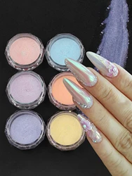 MIANEL Aurora Chrome Nail Powder Holographic Nail Glitter,Nail Pigment Rainbow Glitter Mermaid Rubbing Dust,DIY Nail Supplies