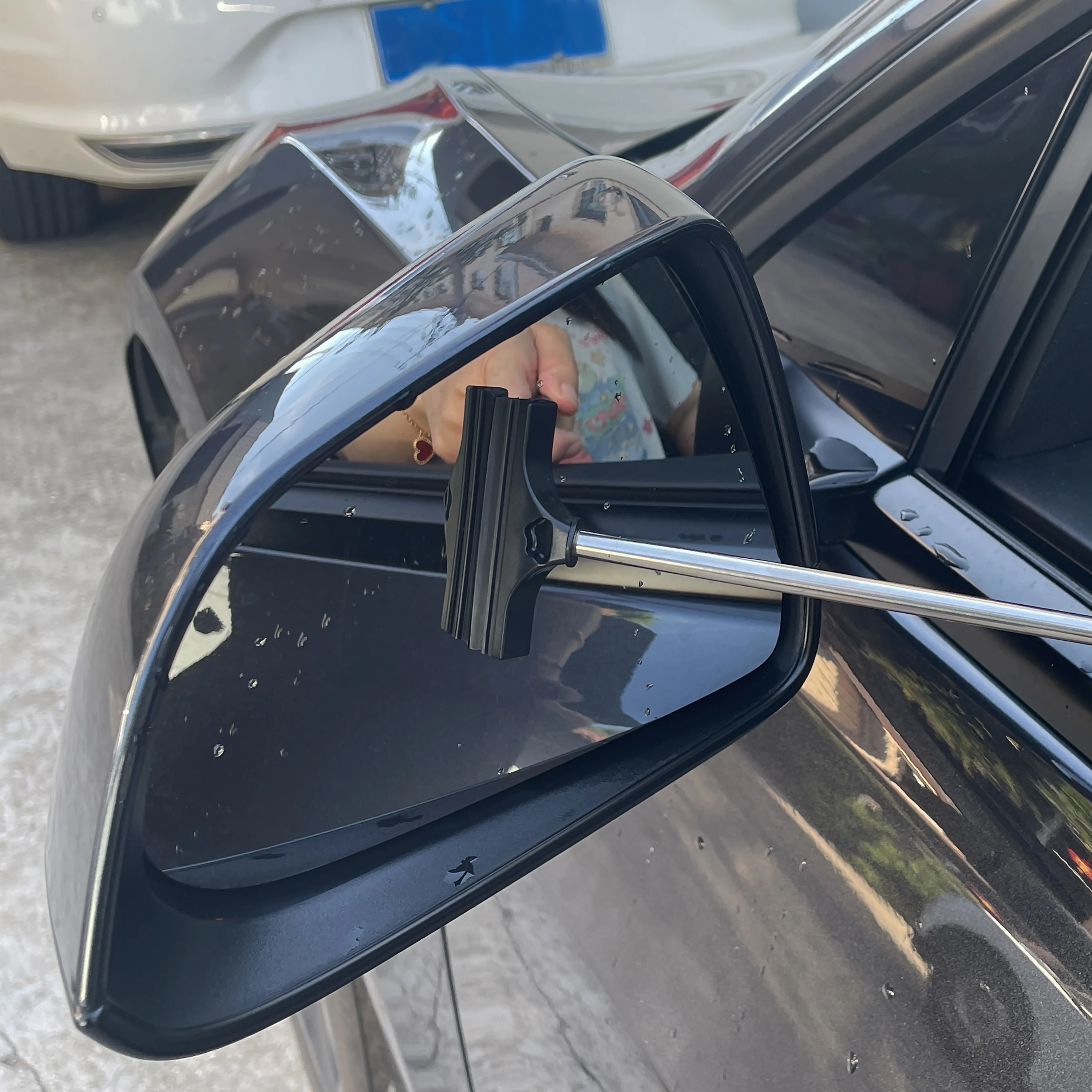 ممسحة مرآة الرؤية الخلفية للسيارة، ممسحة مرآة الرؤية الخلفية للسيارة بمقبض تلسكوبي، فرشاة تنظيف أداة تنظيف زجاج السيارة