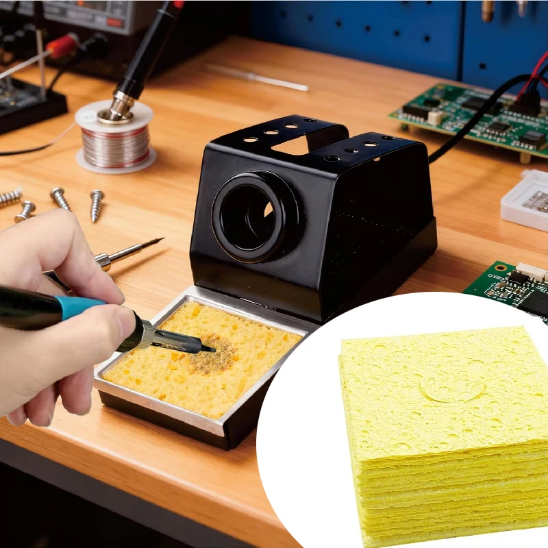 10Pcs 6x6cm Soldering Iron Cleaning Sponge, Anti-Scald Reusable Solder Tip Cleaner for Removing Tin Residue Electronics Welding view 4