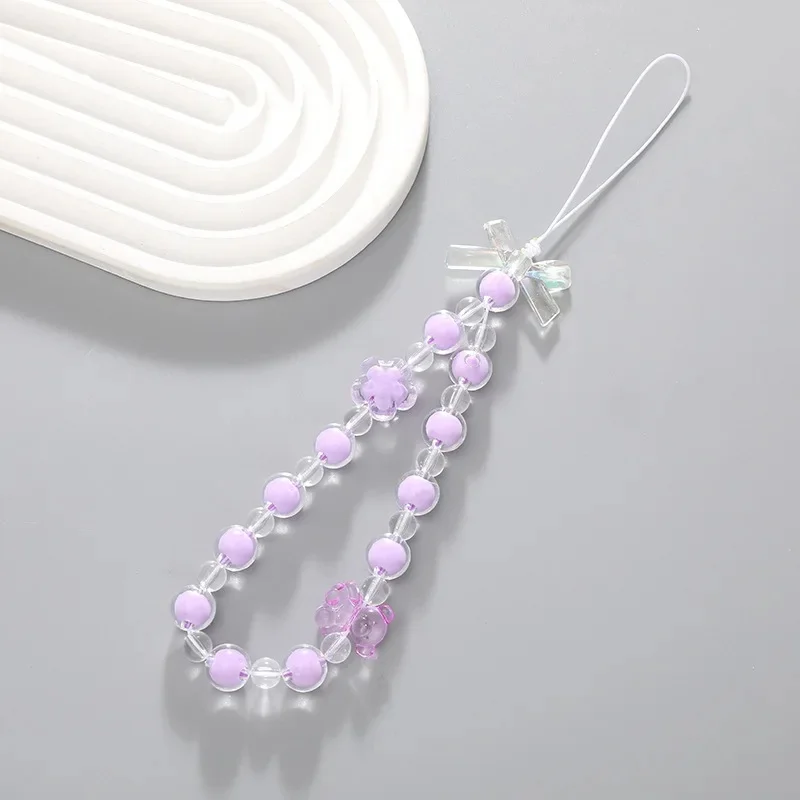 سوار معصم ملون مطرز بالخرز للهاتف المحمول ، القوس ، القلب ، الزهرة ، الفراشة ، السحر ، اللؤلؤ ، الأكريليك ، سلاسل مضادة للضياع #5