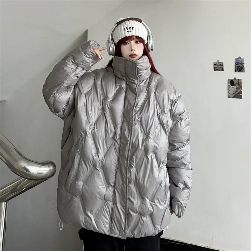 Apricot Down Jacket Women Coat Thicken Fashion American Streetwear Y2K Style Duck Down Feather Female Winter Solid Short Outwear