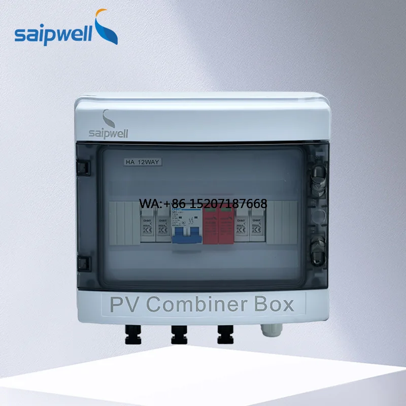 Waterproof ABSPC Intelligent Solar Combiner Box IP66 Electronics Enclosure SAIPWELL SP-PV-010 Manufacturer's Custom 1000VDC 16A
