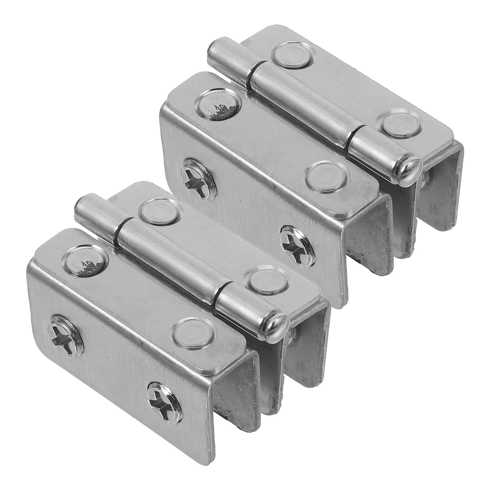 

2pcs Stainless Steel Glass Hinges Heavy Duty Double Clamp Cabinet Door Hinge No Drill Easy Install Modern Gate Screen
