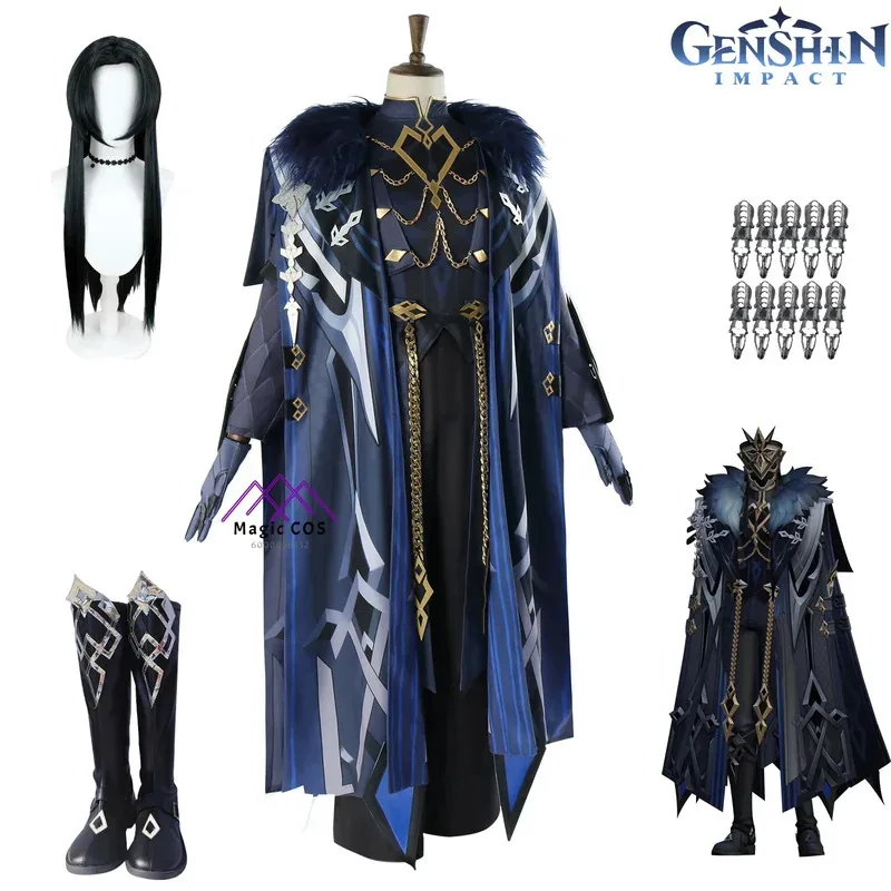 

Game Genshin Impact Capitano Cosplay Costume Nail Props Wigs For Adult Unisex Halloween Outfits Hot Comic-Con Cos Anime Clothes